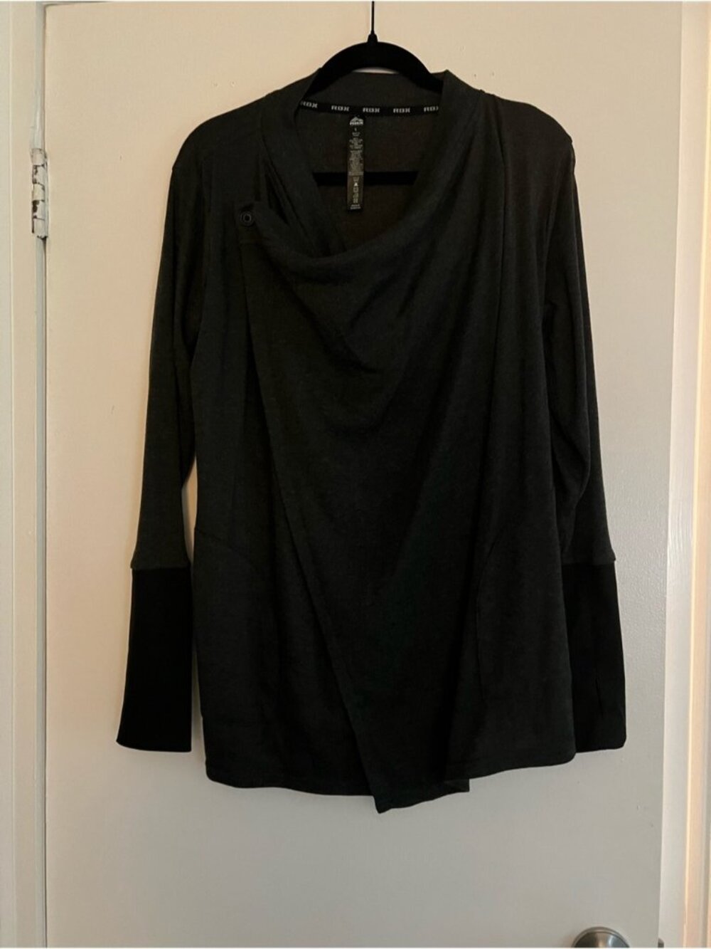 RBX Dark Gray Draped Long Sleeve Top